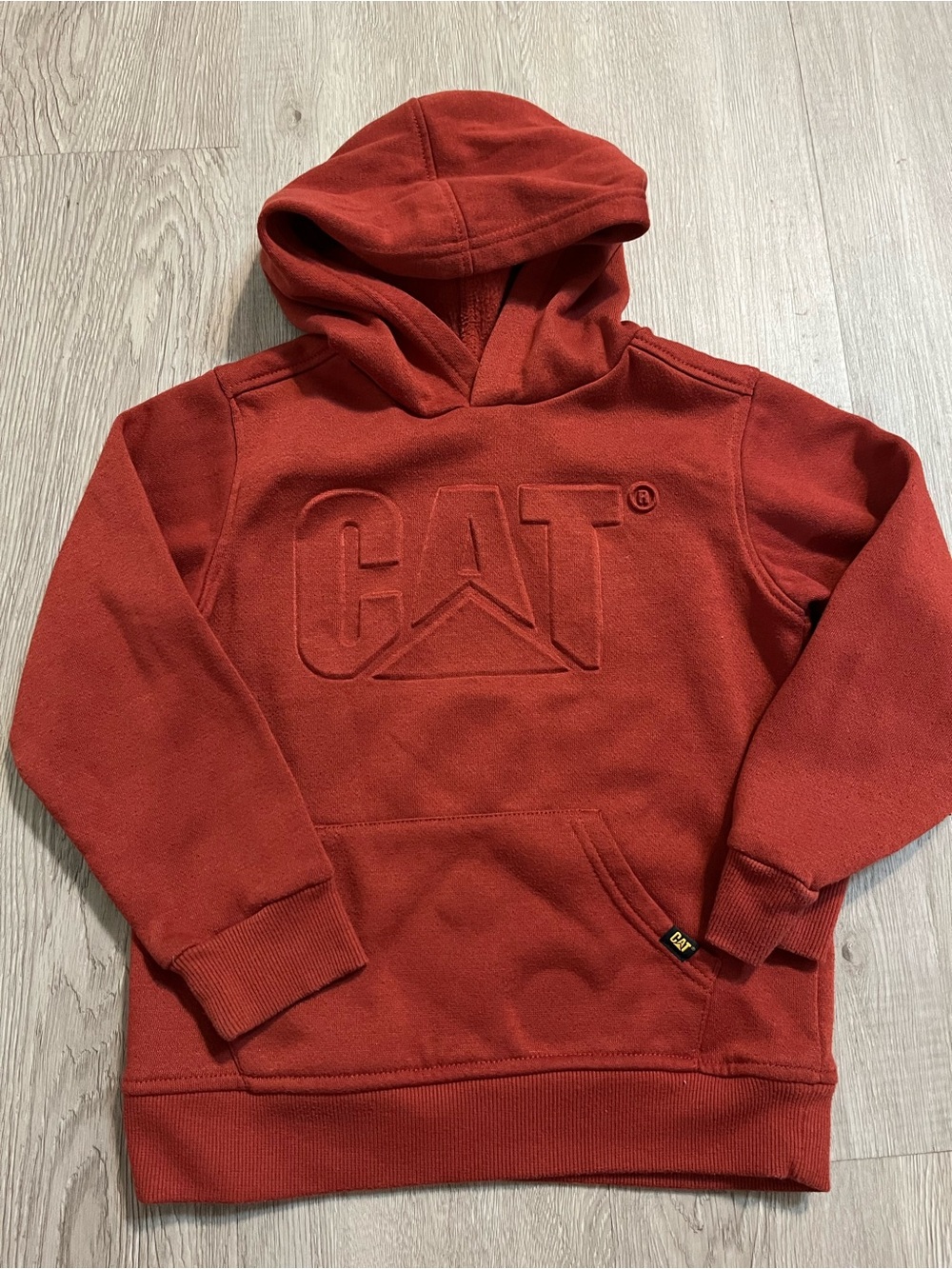 CAT Kids' Hooded Sweatshirt in Brick Red